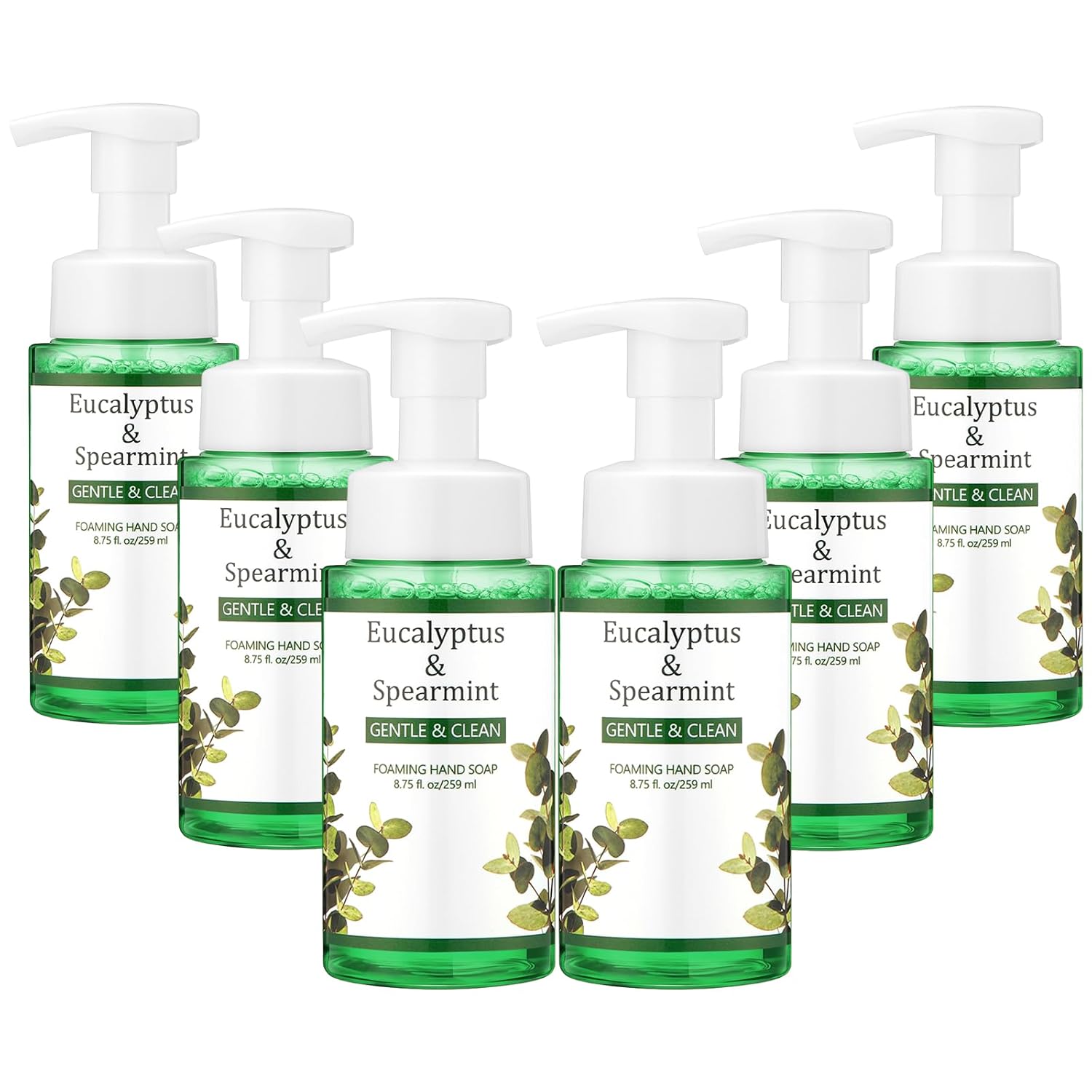 6 Pack Men's Foaming Hand Soap with Pump Care Moisturizing Liquid Gentle Foam Hand Wash Cedar, Sandalwood, Bay Rum, Cologne, Charred Vanilla, Vintage Oak for Kitchen or Bathroom