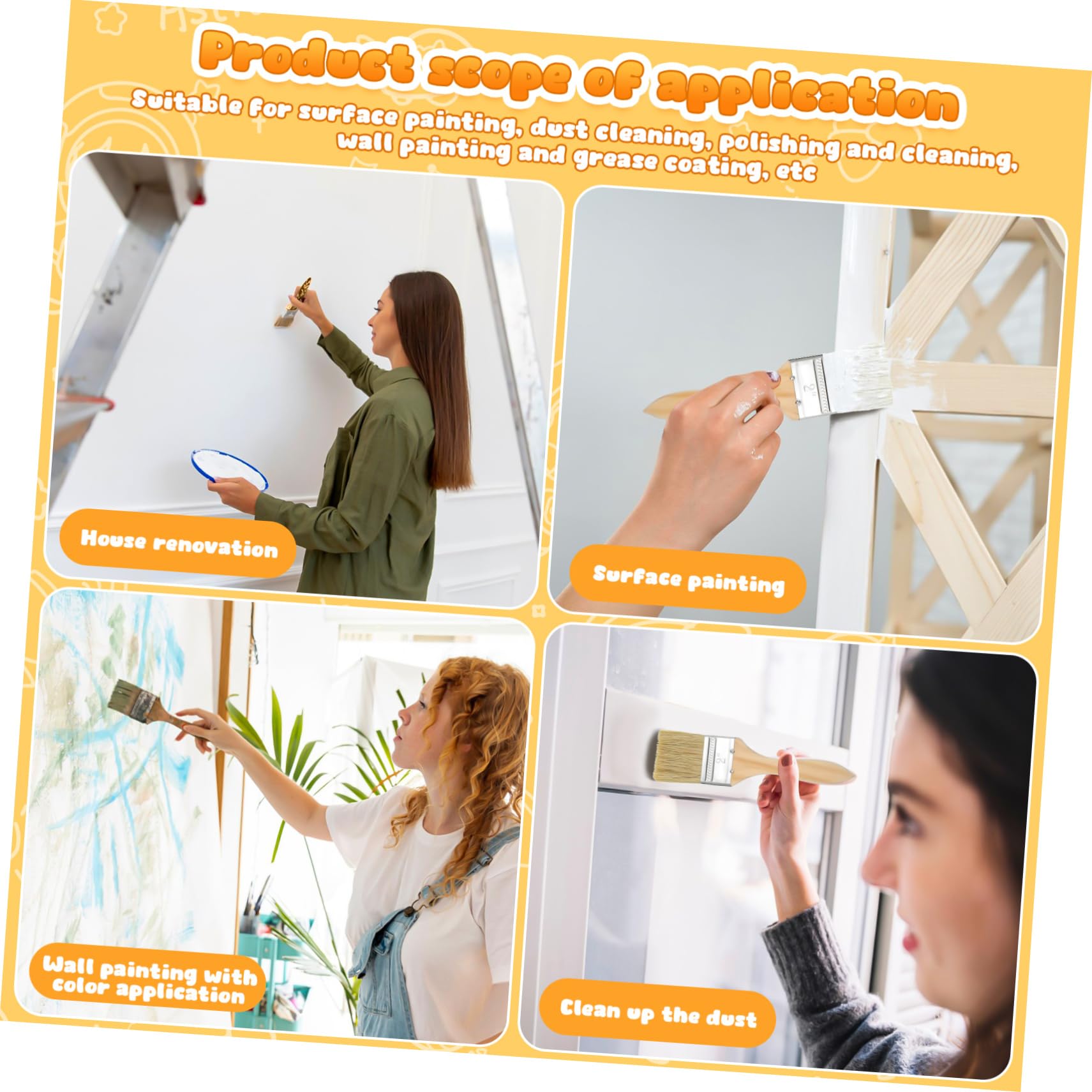 Pinceaux de Peinture Lot de 30 à Manche en Bois Épais