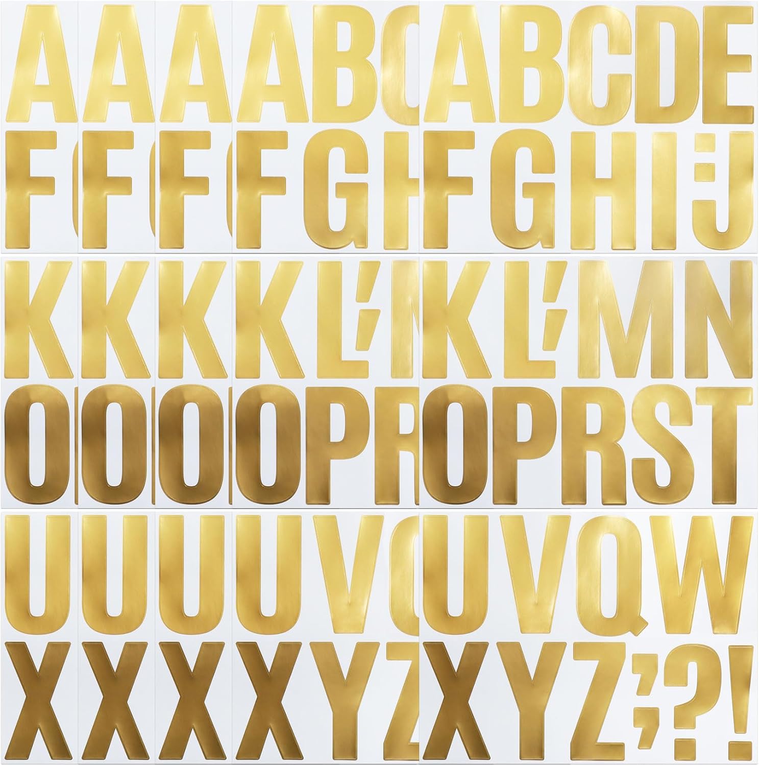 15 Sheets 4 Inch Golden Letter Stickers, Self Adhesive Vinyl Capital Alphabet Punctuation Stickers for Mailbox, Outdoors - Gold