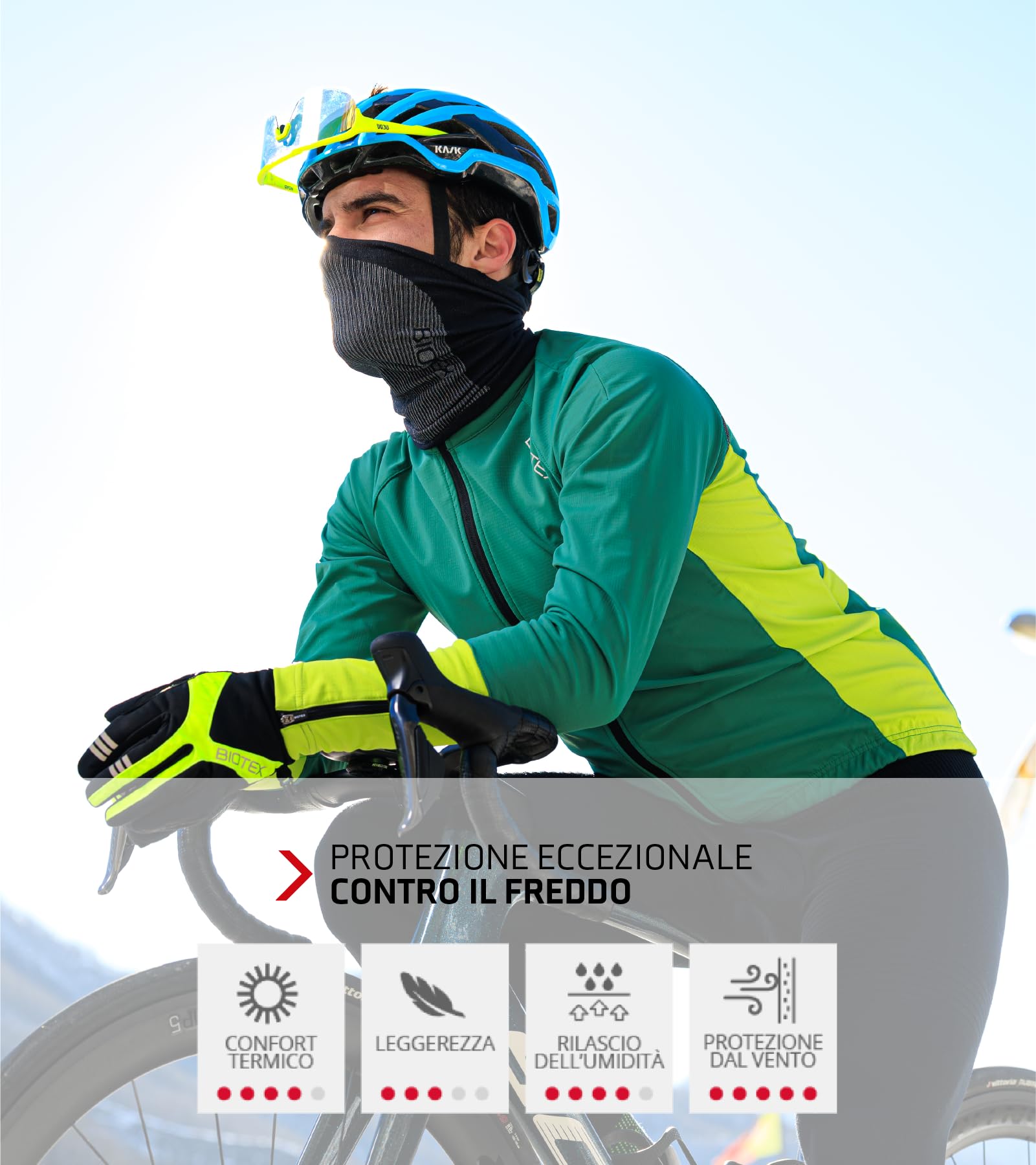 BIOTEX Guanti Artico Termico per l'Inverno, con Tecnologia Touchscreen, Intimo Tecnico Sportivo, ideale per Ciclismo e MTB