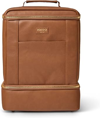 Igloo 26 Can Premium Lux Soft Side Dual Compartment Backpack, Cognac