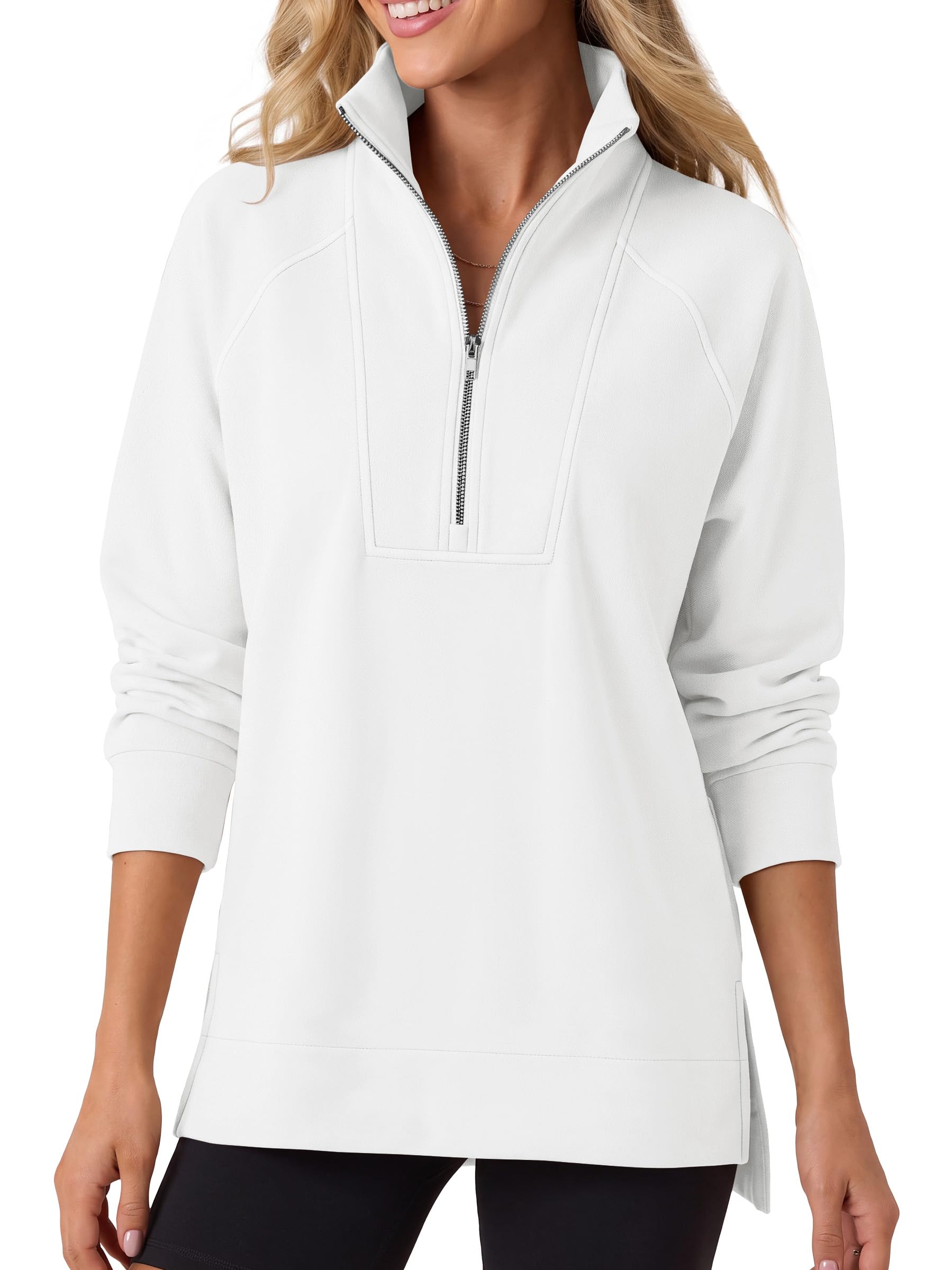 ANRABESS Womens Half Zip Sweatshirts Loose Fleece Pullover