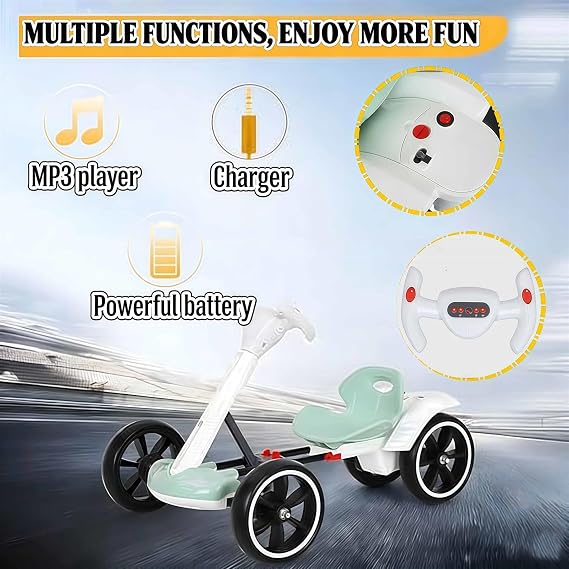 Kids Drift Electric Go Kart - 6/12V Ride-On Toy for Ages 3-8, 4-Wheel Design with Adjustable Seat, Music & Horn, Max Load 30kg