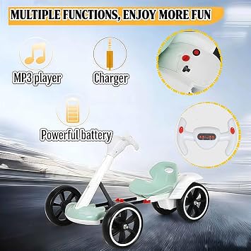 Kids Drift Electric Go Kart - 6/12V Ride-On Toy for Ages 3-8, 4-Wheel Design with Adjustable Seat, Music & Horn, Max Load 30kg