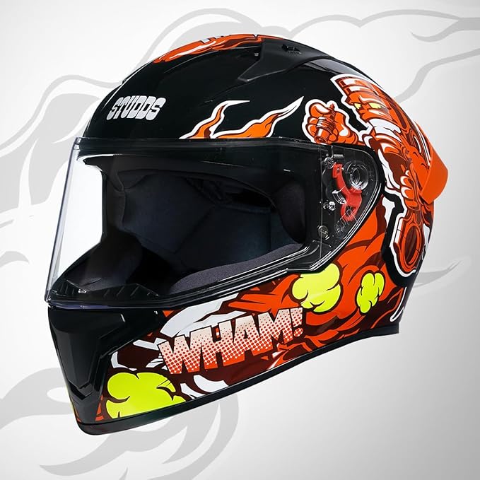 Studds Thunder D10 ISI Certified Full Face Graphic Helmet with Clear