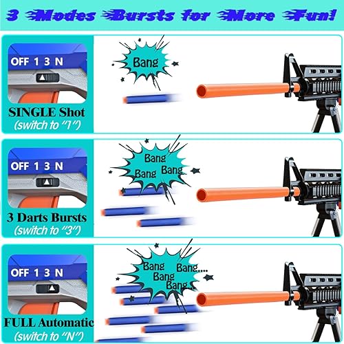 Miniatura 3 de Vioofun Pistola de juguete para pistolas Nerf, balas, rifle de francotirador automático, 3 modos de pistola de espuma de juguete con chaleco