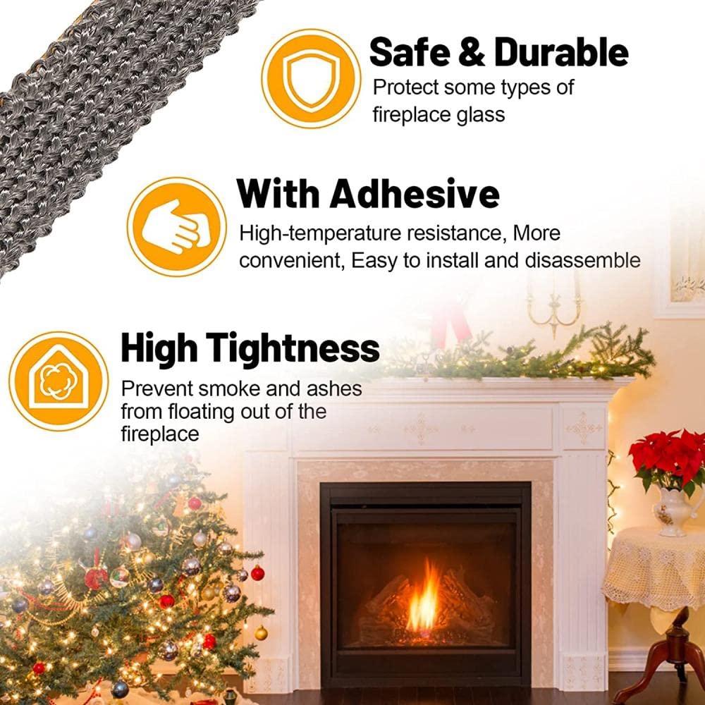 Corda ignifuga per stufe a Legna Guarnizione autoadesiva per stufe Nastro ignifugo per camini Caminetti Porta del Forno -2mm x 15mm x 2m