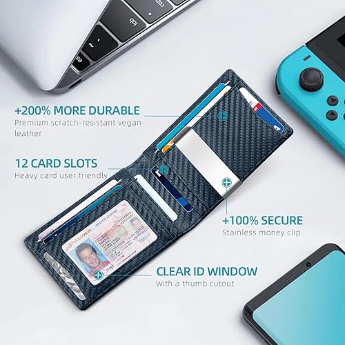 Miniatura 2 de Zitahli Slim Wallet for Men-Leather Money Clip Mens Wallets-RFID Blocking Front Pocket Bifold Wallet-Minimalist Credit Card Holder with Gift Box