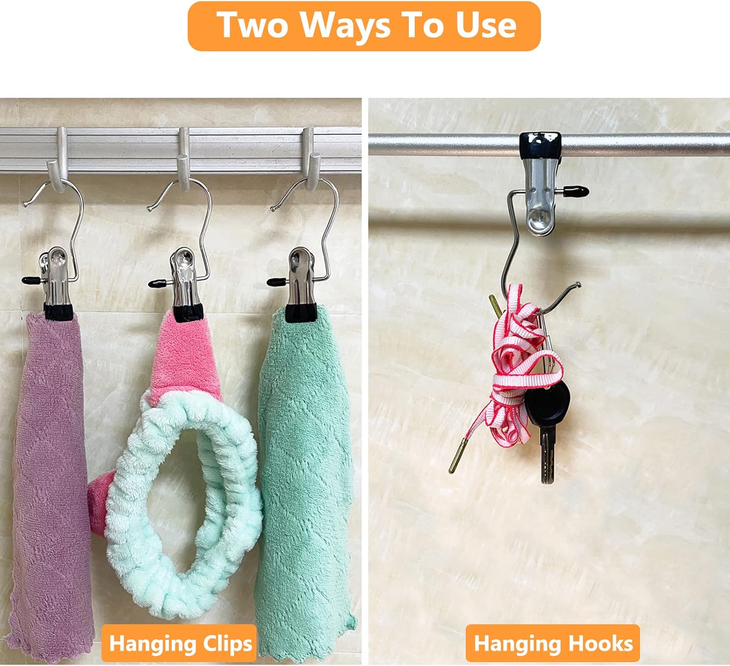 Boot Hangers for Closet, 50 Pack Hanging Clips Hook Clothes Pins for Laundry, Hanger Clips Towel Clips Boot Organizer for Home and Travel, Clothespins Clip Hangers for Pants Hats Socks Gloves