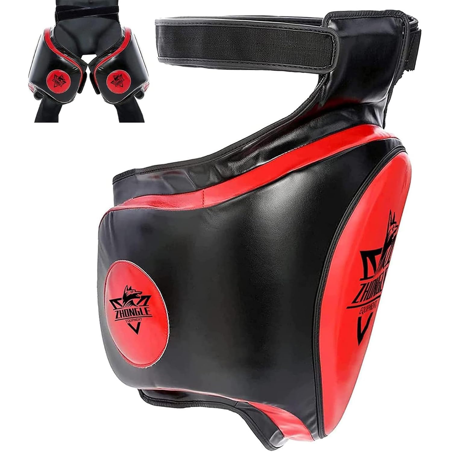 Generic Zestaw ochraniaczy pachwiny i ud do Muay Thai/MMA – podkładki amortyzujące 10 cm, regulowane paski i wielowarstwowa ochrona (60,9 cm)