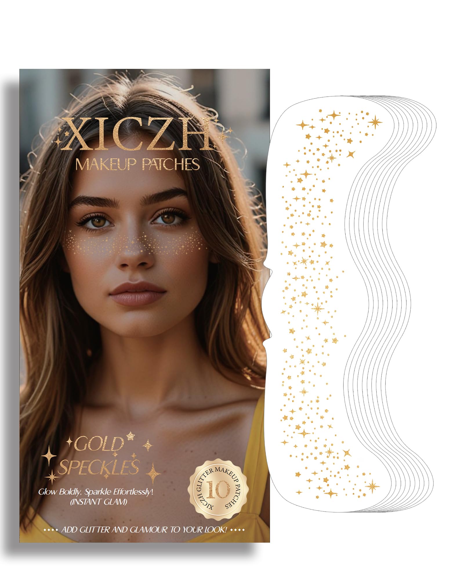 Glitter Freckles, Glitter Freckles Face Tattoo - 10 PCS Gold Sparkle Freckles for Women | Glow Up Makeup Patches | Cosmetic Glitter for Face