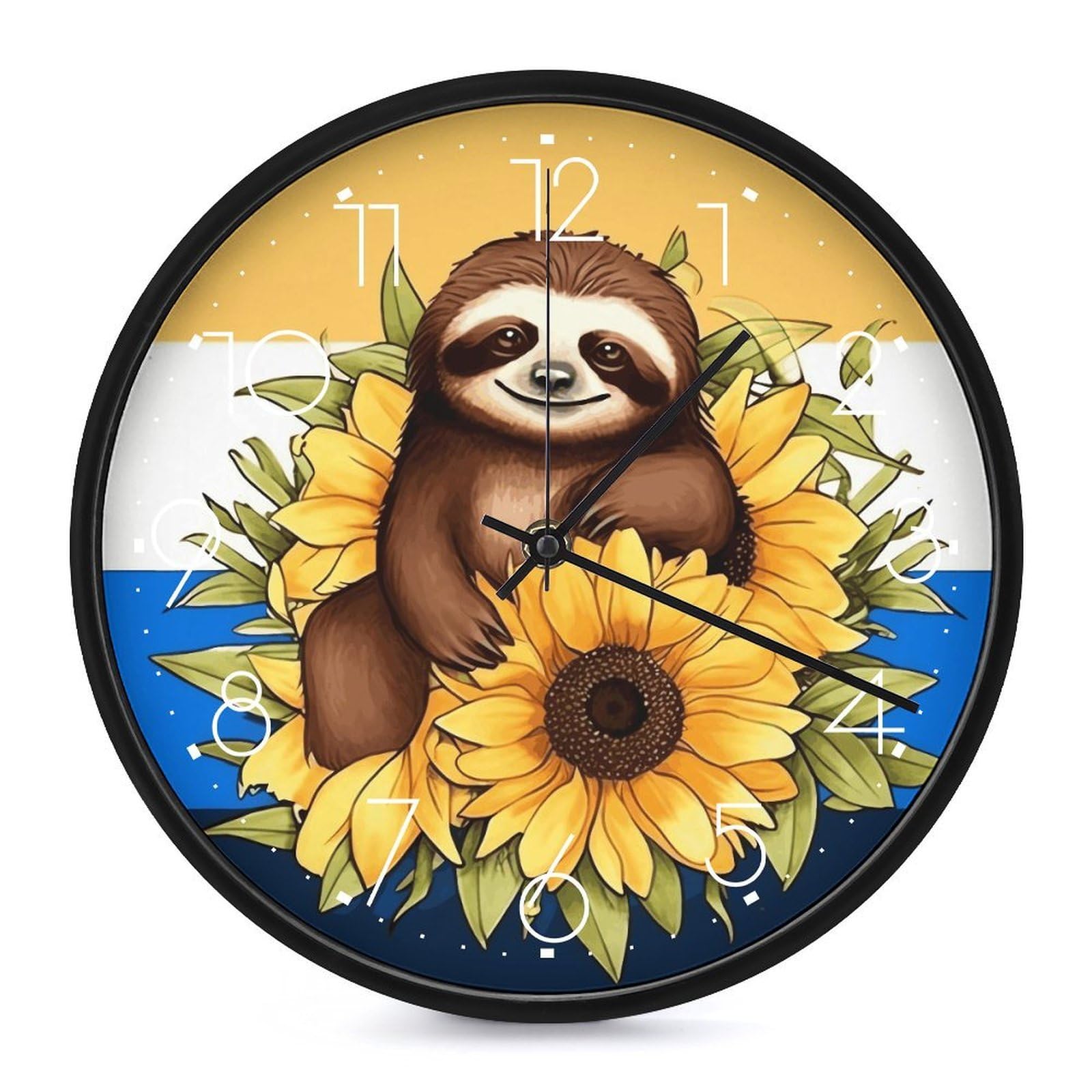 Horloge murale paresseux et tournesol, une touche de bonheur mural