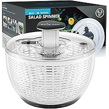 Smile mom Salad Spinner Large Lettuce Spinner Kitchen Gadgets, Large Salad Spinner Vegetable Washer, High Efficiency for Kitchen Washing &amp; Drying Leafy Vegetables, One-Handed Easy Press 6.3 Qt White