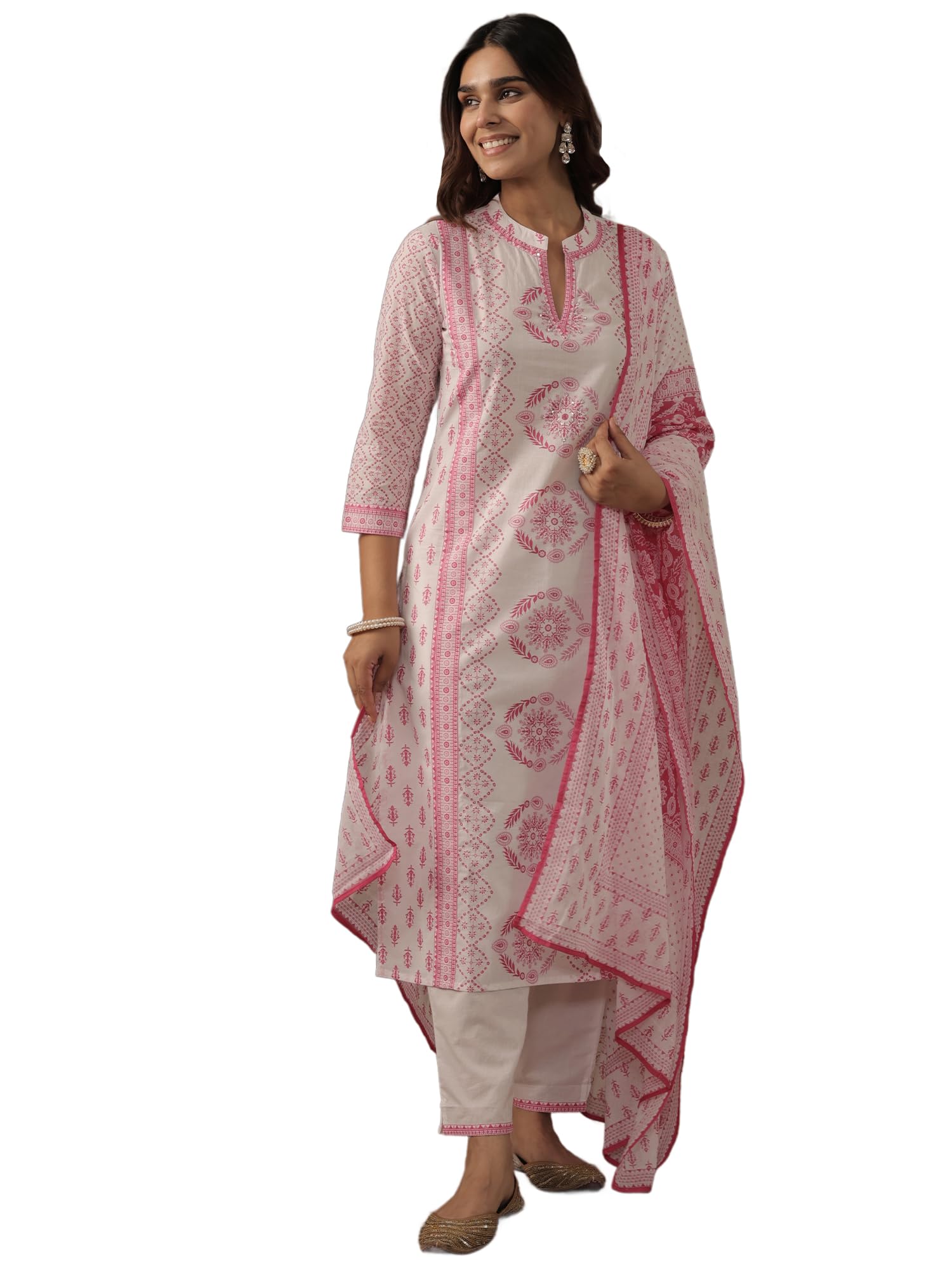 indo era Women Pure Cotton Kurta Set with Dupatta | Festive Suit Set, 12022-picture-22