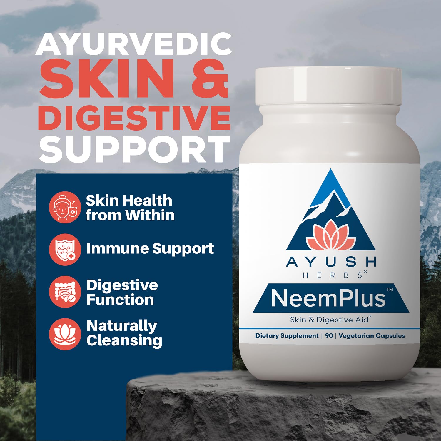 Ayush Herbs Neem Plus, Digestive Health for Women & Men, 90 Servings — Amazon image 2