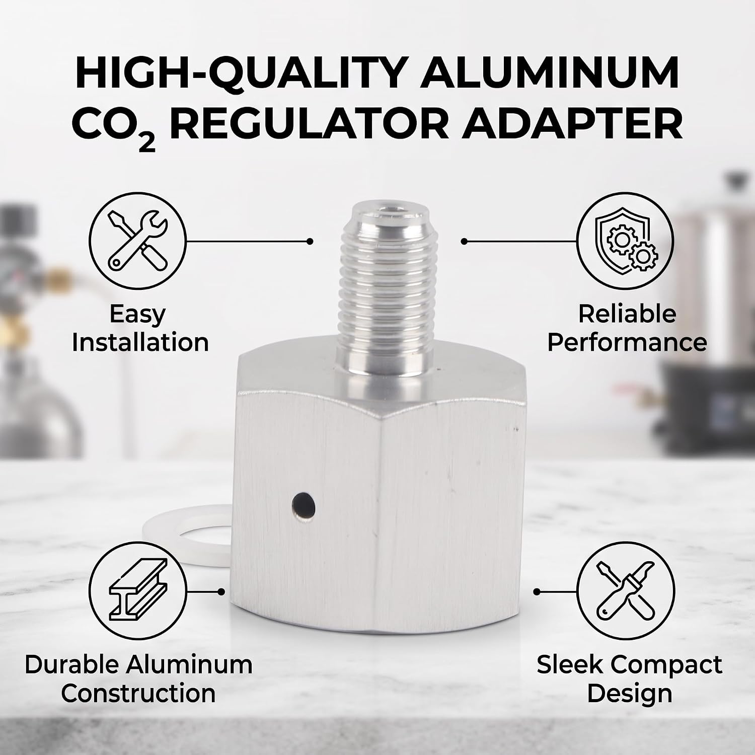 AUNMAS 3/8" to CGA320 CO2 Regulator Adapter, Aluminum Converter Fitting for Homebrew Beer, Kegging Systems, Leak Proof Gas Cylinder Connector Home Brewing Accessories
