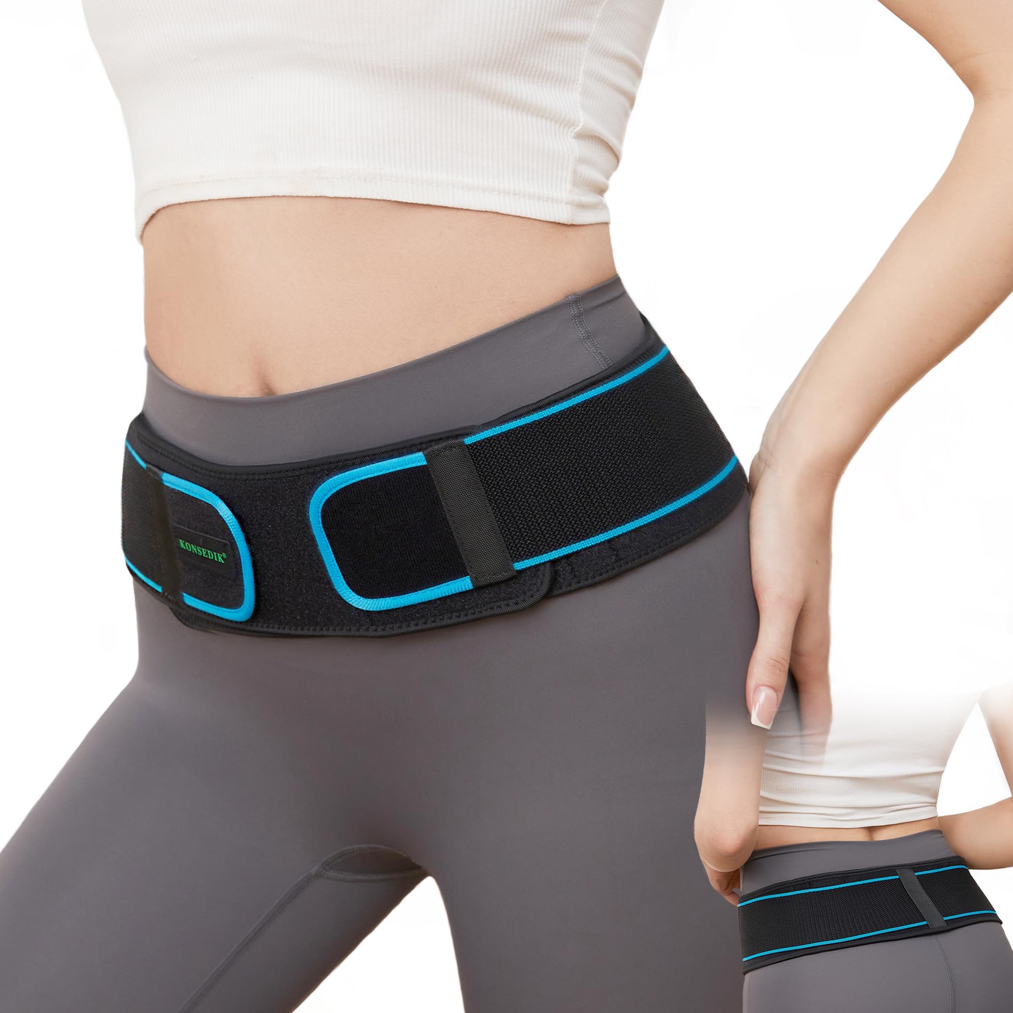 KONSEDIK Sacroiliac SI Pelvic Belt,Lower Back Support Brace for Men&Women-M