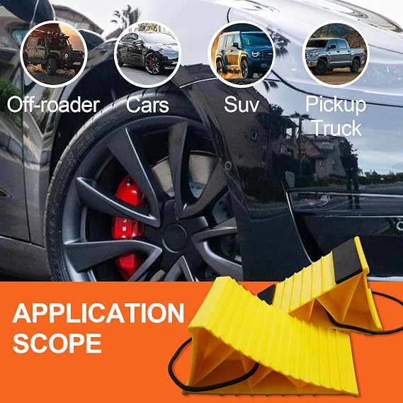 Vacallity Durable Material Lightweight Wheel Wedges with Upgrade Stability, Camper RV Trailer Car Truck Tires Wedge Block Stopper, Wheel Immobilizers and Wedges, With Rope