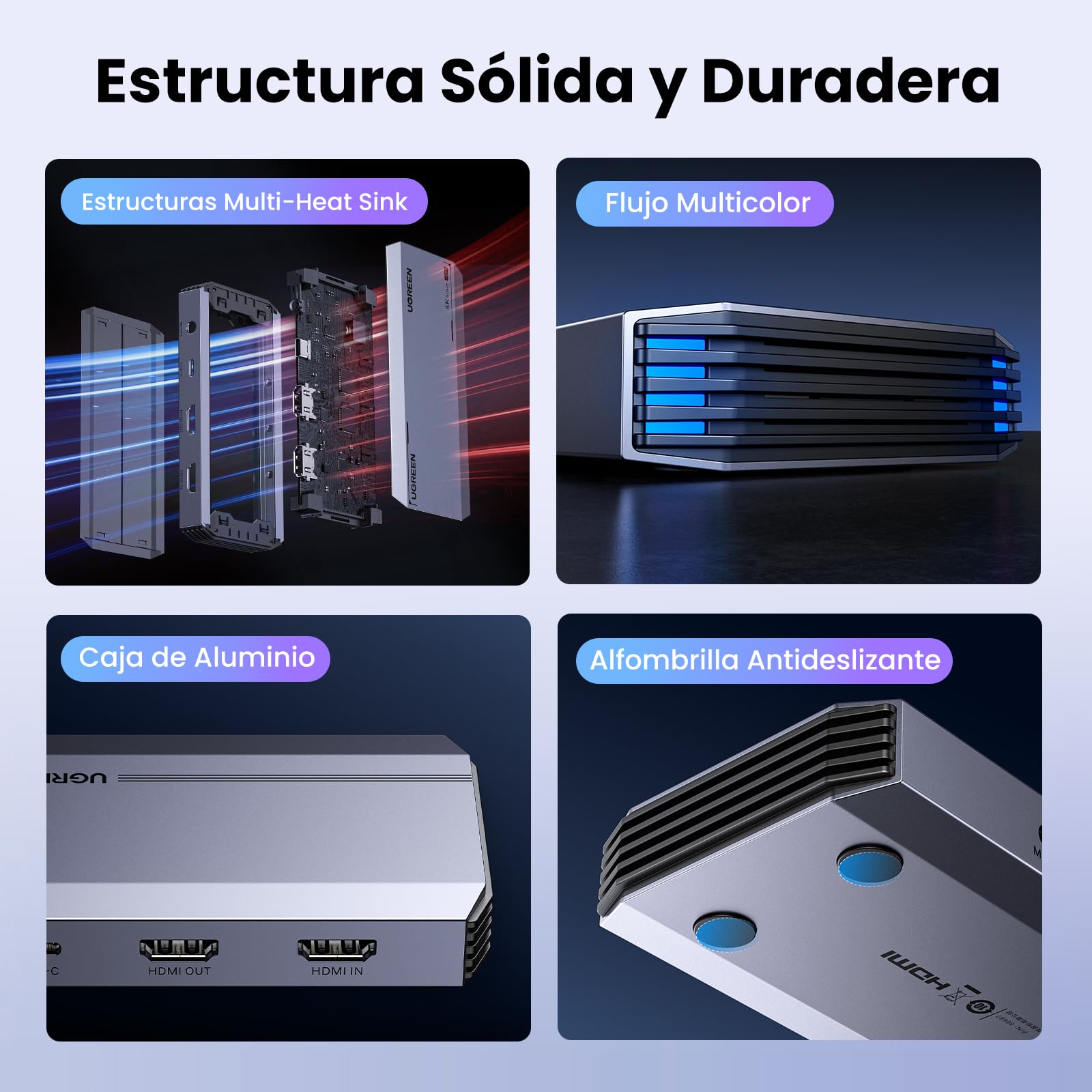 UGREEN Tarjeta de Captura Video HDMI USB 3.0 4K60Hz / 2K144Hz HDR VRR Tarjetas de Adquisición Grabación Streaming Jack 3.5mm Micrófono Auricular Compatible con iPad Switch PS5 Xbox PC Mac
