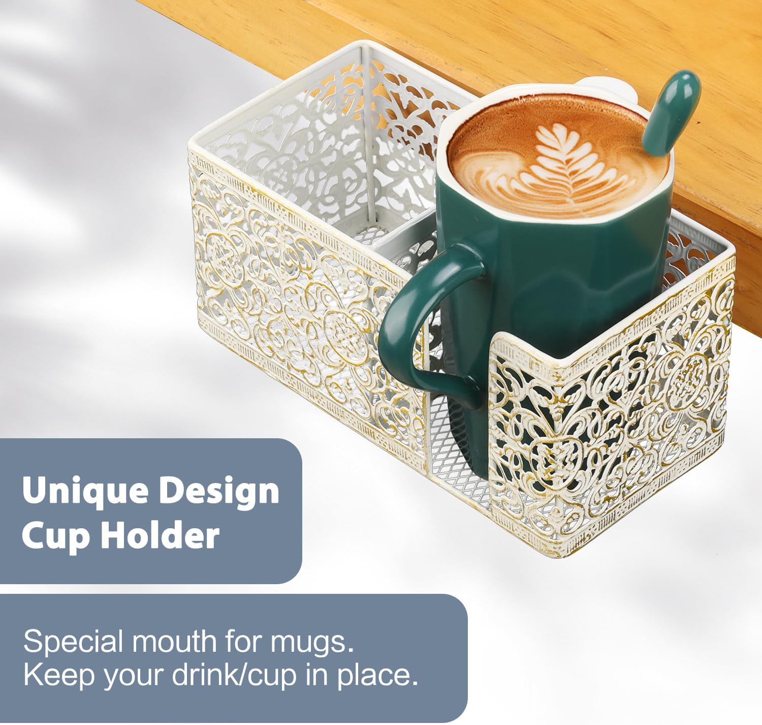 Desk Organizer with Clip, Cup, Pencil, Phone Holders & Beverage Storage for Office, School, Home - Image 3