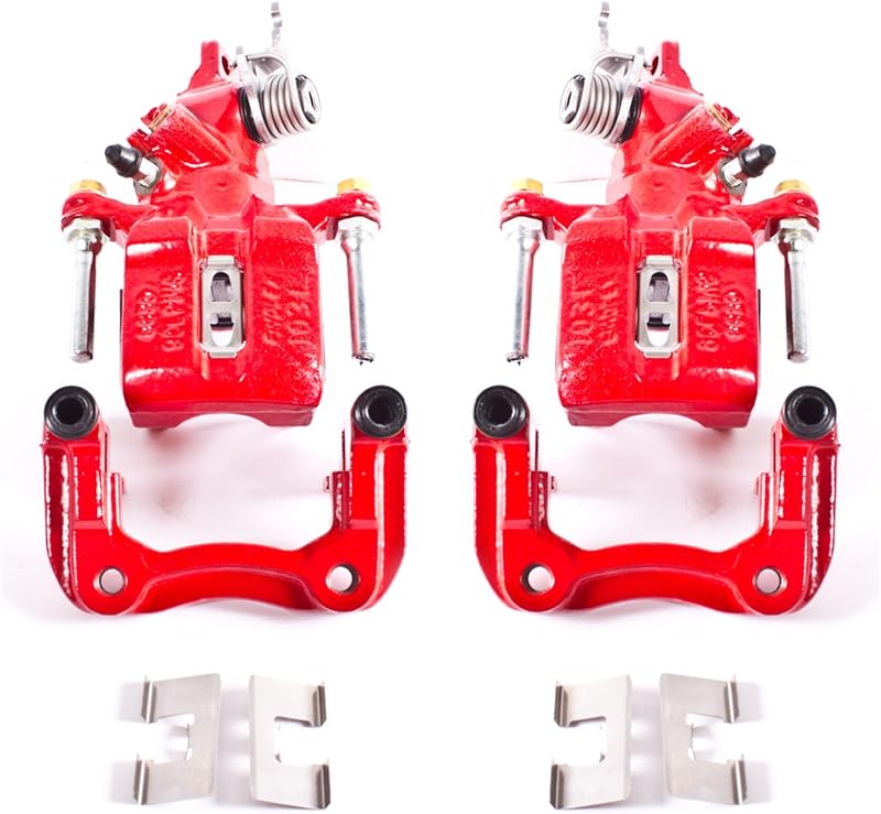 Par de pinças de freio traseiras vermelhas PowerStop S2068 para Acura TSX e Honda Accord – 2 unidades