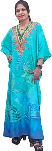 Rastogi Handicraft Long Kaftan Women's Designer Maxi Dress, Swimsuit Cover-ups, Beach Kaftan Digital Printed Design