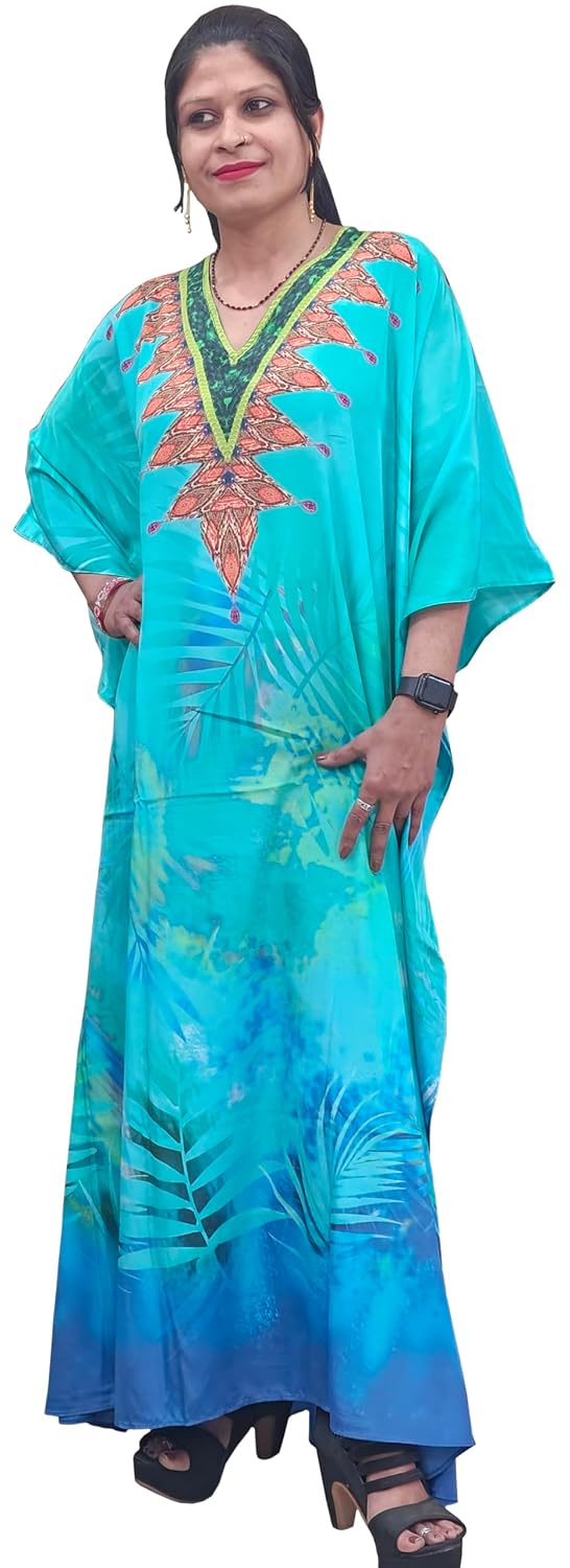 Rastogi Handicraft Long Kaftan Women's Designer Maxi Dress, Swimsuit Cover-ups, Beach Kaftan Digital Printed Design - Review, Price and Buying Guide