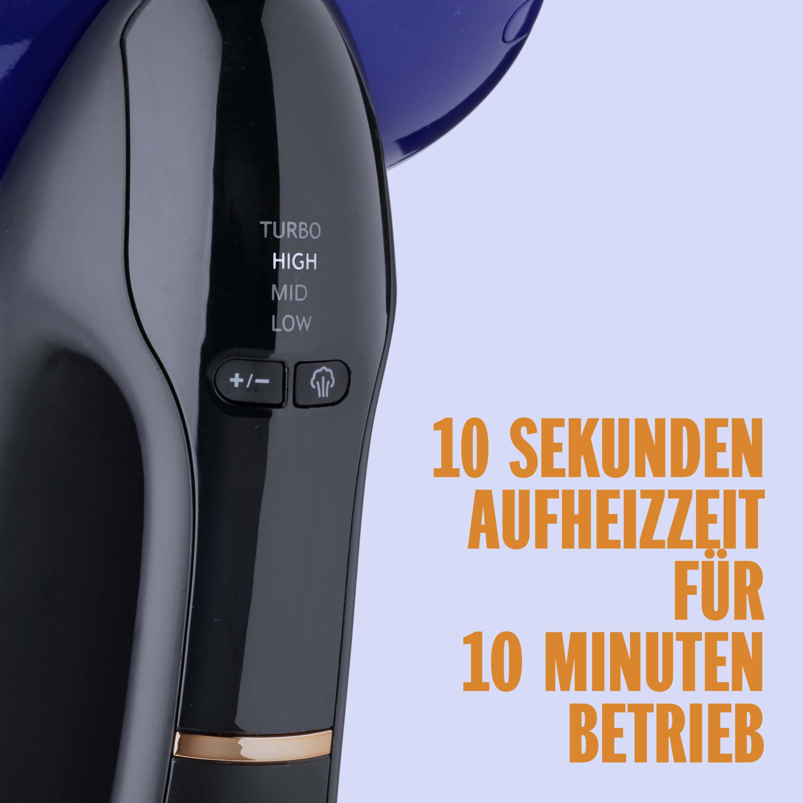 Conair 2-in-1 Steam & Iron Turbo Dampfglätter und Bügeleisen | 4 Einstellungen | Dampfleistung 33g/Min. | 10 Sek. Aufheizzeit | 3 Aufsätze alle Stoffarten | blau/schwarz