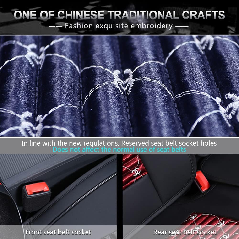 Car Seat Covers 5-Seat Full Set Faux Leather Protector Automotive Seat Covers Waterproof Comfort Vehicle Cushion Cover Universal Fit Set Auto Accessories (Mbz-53,Blue)