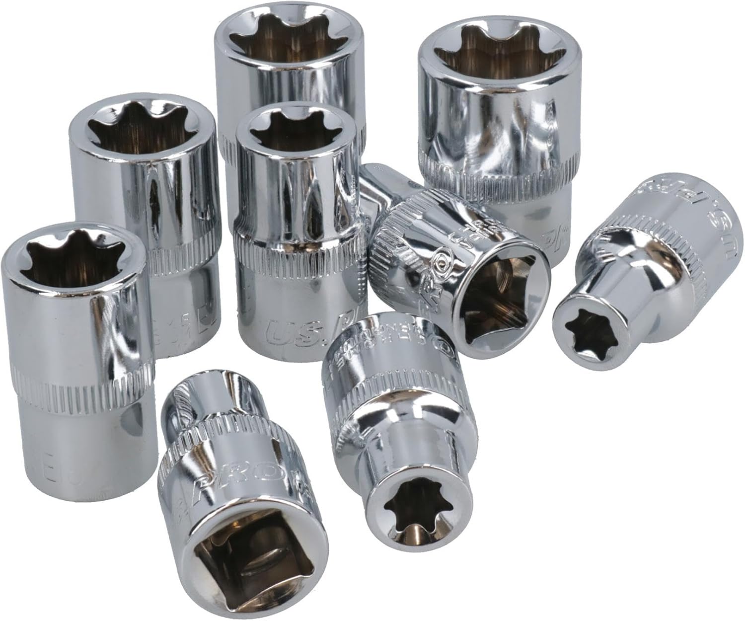1/2" Drive Star Torx Shallow Female E Sockets E10 - E24 9pc Set