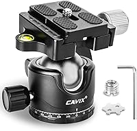 Vista 11 de CAVIX MT-03 Cabezal de trípode panorámico para cámara, cabeza de bola pequeña con placa de liberación rápida Arca Swiss Capacidad de carga de nivel