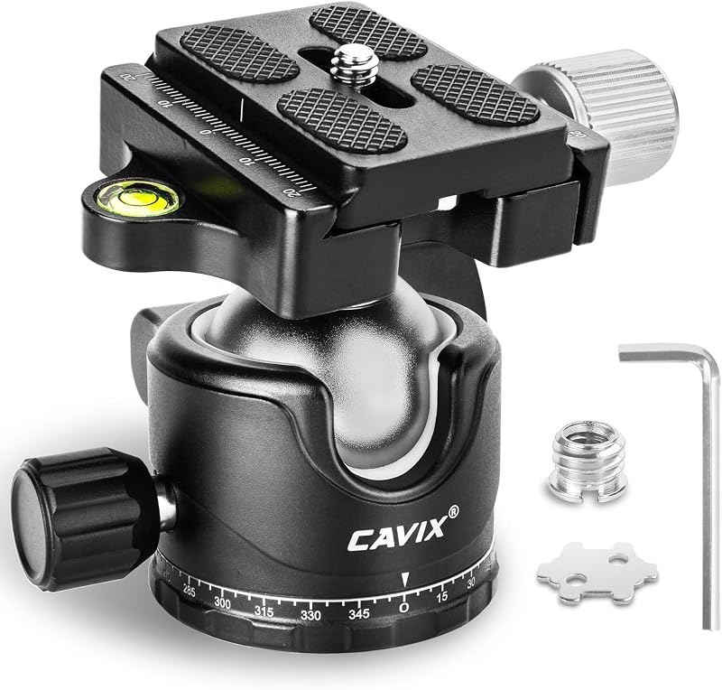 Ball Head Mount, CAVIX 36mm Ball Head Camera Tripod Head with 1/4“ Arca Swiss Quick Release Plate for Tripod, Monopod, DSLR, Camera,Load 33lb/15kg