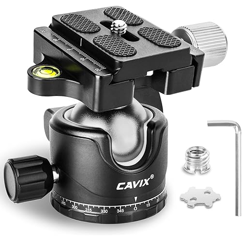 Ball Head Mount, CAVIX 36mm Ball Head Camera Tripod Head with 1/4“ Arca Swiss Quick Release Plate for Tripod, Monopod, DSLR, Camera,Load 33lb/15kg