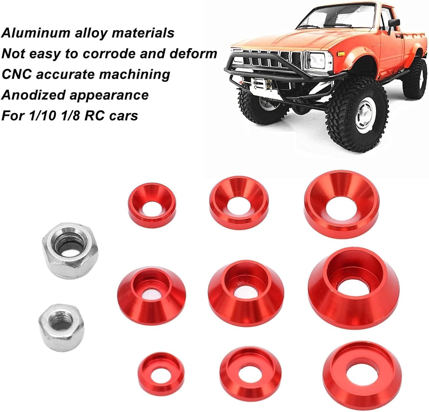 HERCHR Aluminum Alloy Cone Cup Head Screw Gasket Washer Counterbore Washers Gaskets Cup Shim Conical Washer Shim