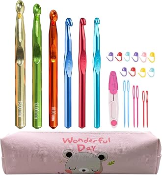 Mdoker 21pcs Huge Crochet Hook Set,Large Size 15mm 12mm 10mm 9mm 8mm 7mm Aluminum Crochet Hooks with Case,Crocheting Hook Needles for Chunky Yarn,Size L M N P O Q Aluminum