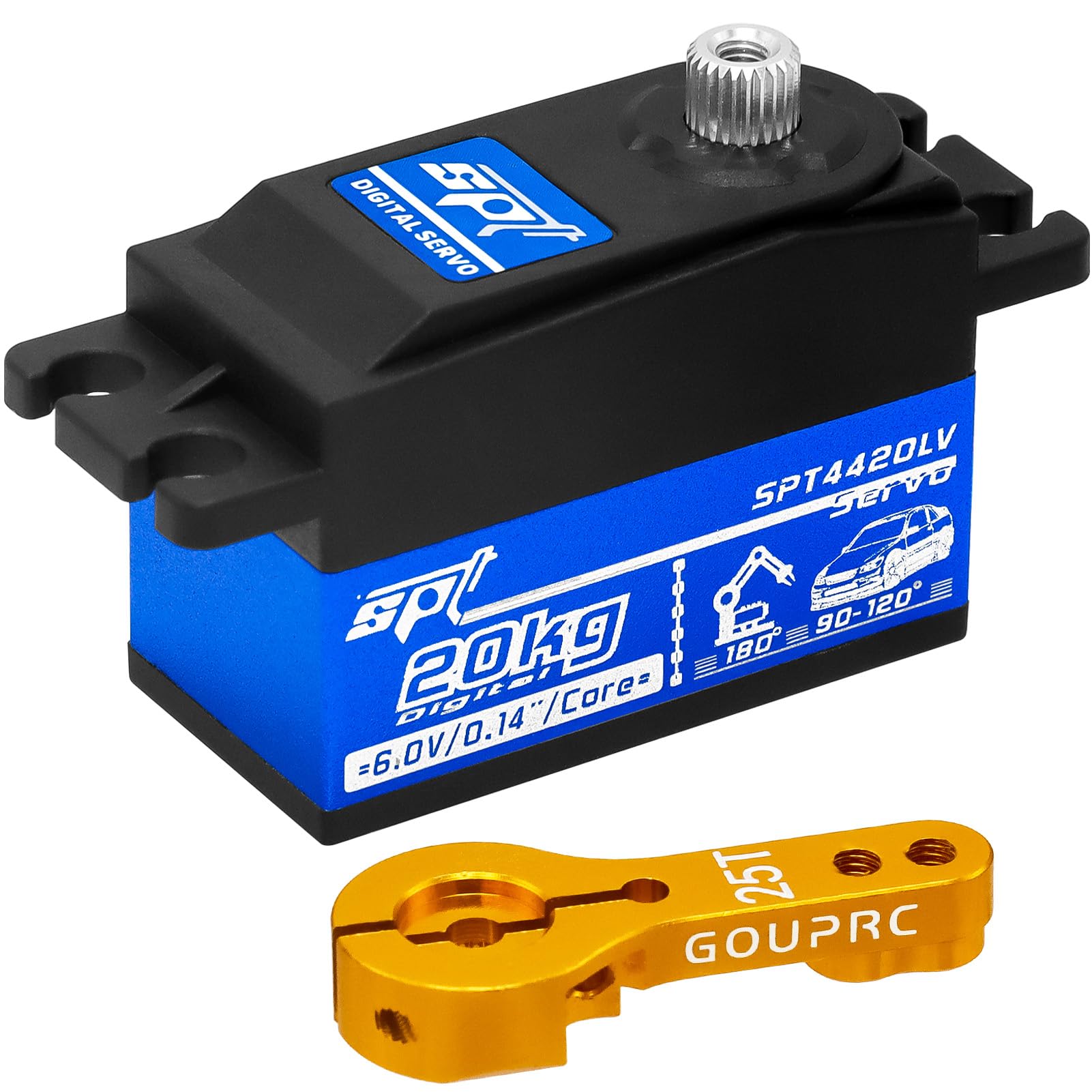 GOUPRC 20kg Low Profile Servo High Torque of Metal Gear Digital Servo with 25T Metal Arm for 1/8 1/10 1/12 RC Model DIY Car Robot