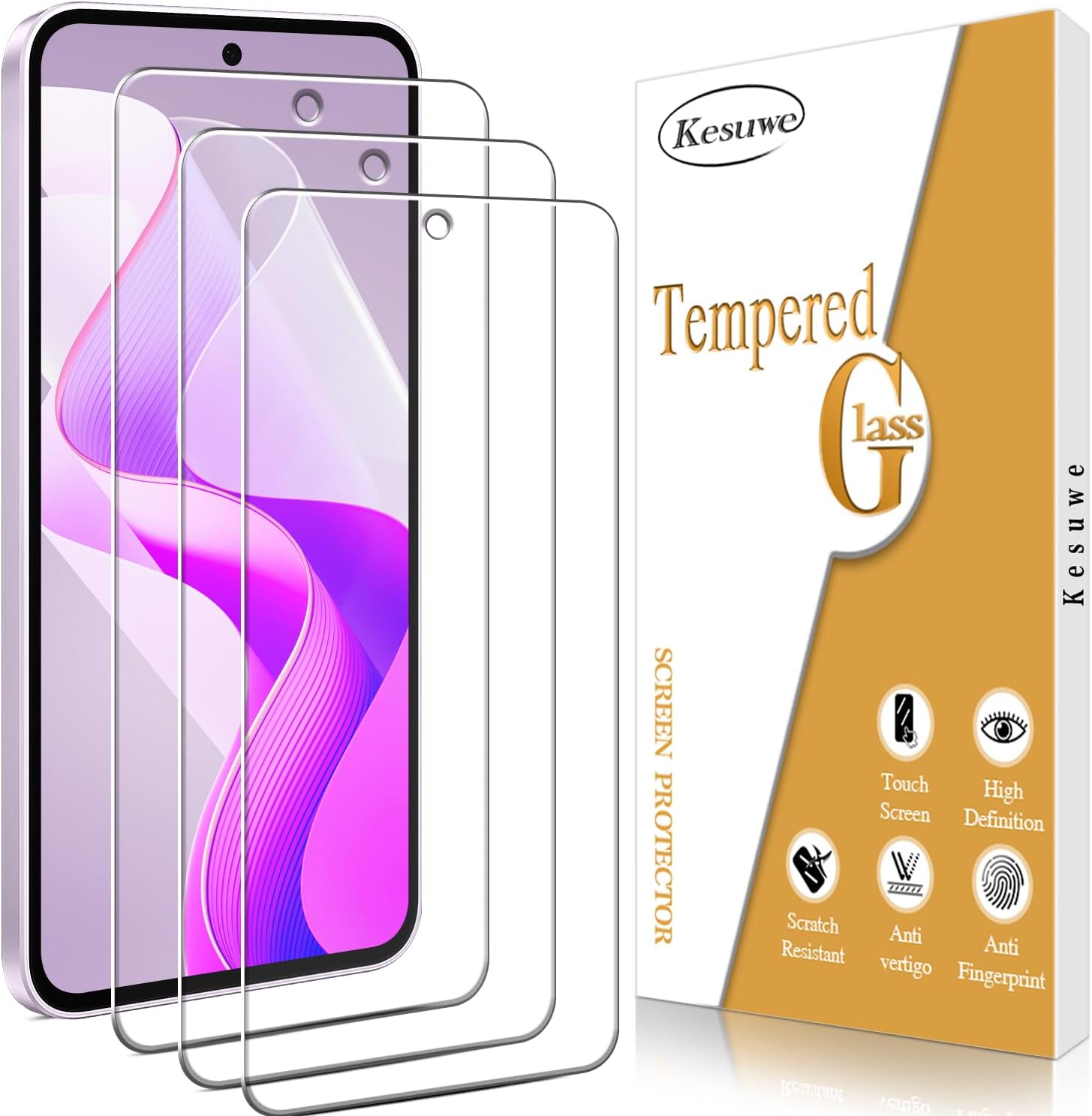 3 Pack Screen Protector Designed for Samsung Galaxy A37/ A36 5G Tempered Glass Film, 9H Hardness, HD Clear, Anti Scratch, Bubble Free, Case Friendly