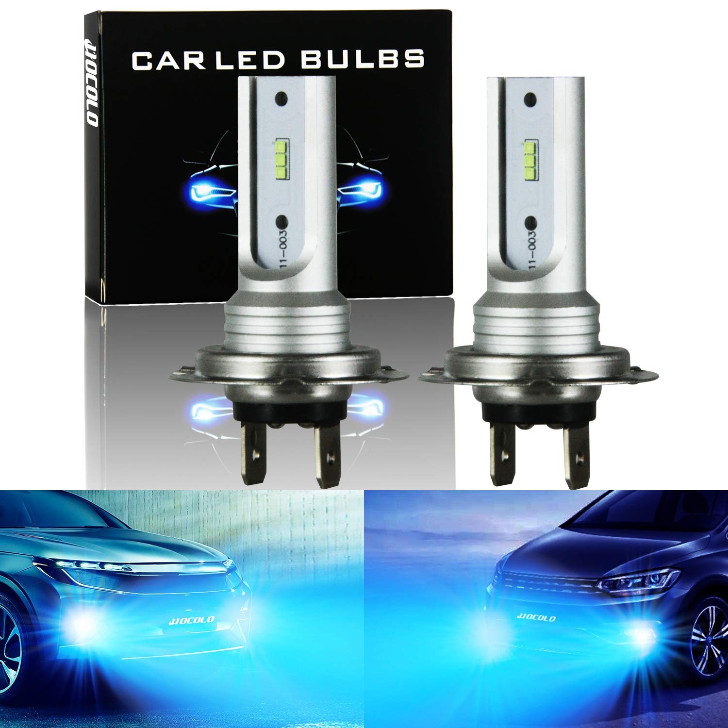 HOCOLOD Serices Ice Blue White Fog Light Bulbs-H1 H3 H7 H8 H4 9005 9006 880 881 2504 5202 (D-H7-Fog/DRL, Ice Blue 8000K)