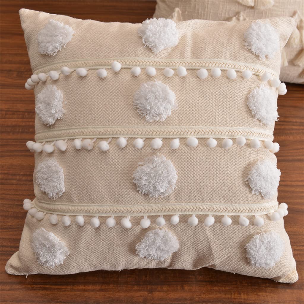 Taie d'oreiller nordique coton gland pour canapé et décoration de lit