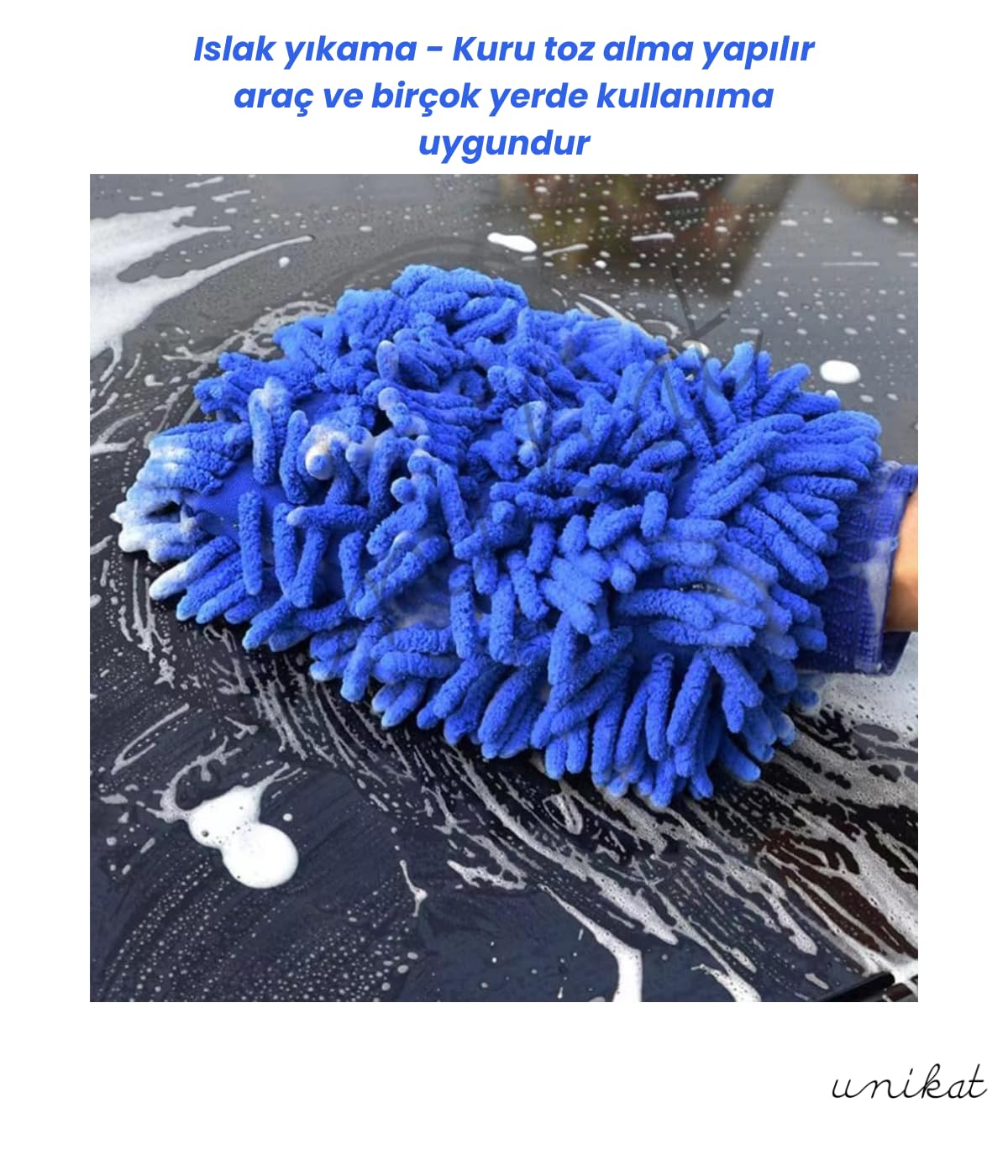 Ultra Yumuşak Mikrofiber Yıkama Eldiveni - Çift Yönlü Makarna Mavi 1 Adet