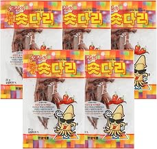 Korean Spicy Flavor Dried Squid Legs – Chewy Texture, Sweet & Salty Taste, Perfect Drinking Snack, 0.7oz (20g), Pack of 5