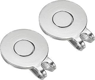 Golf Hat Clip, 2 Pack Metal Cap Clamp with Magnetic Removable Ball Marker Holder for Golfer Women Men, Silver