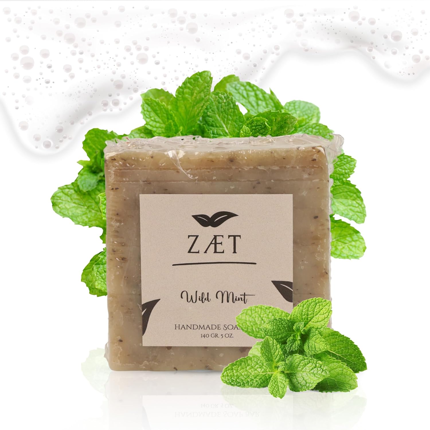 ZAET 8-Pack Wild Mint Bar Soap – Made with Wild Mint Extract, Olive Oil and Coconut Oil - Handmade Soap Bar for Face, Body and Hands - Gently Cleanses and Refreshes All Skin Types- For Men and Women