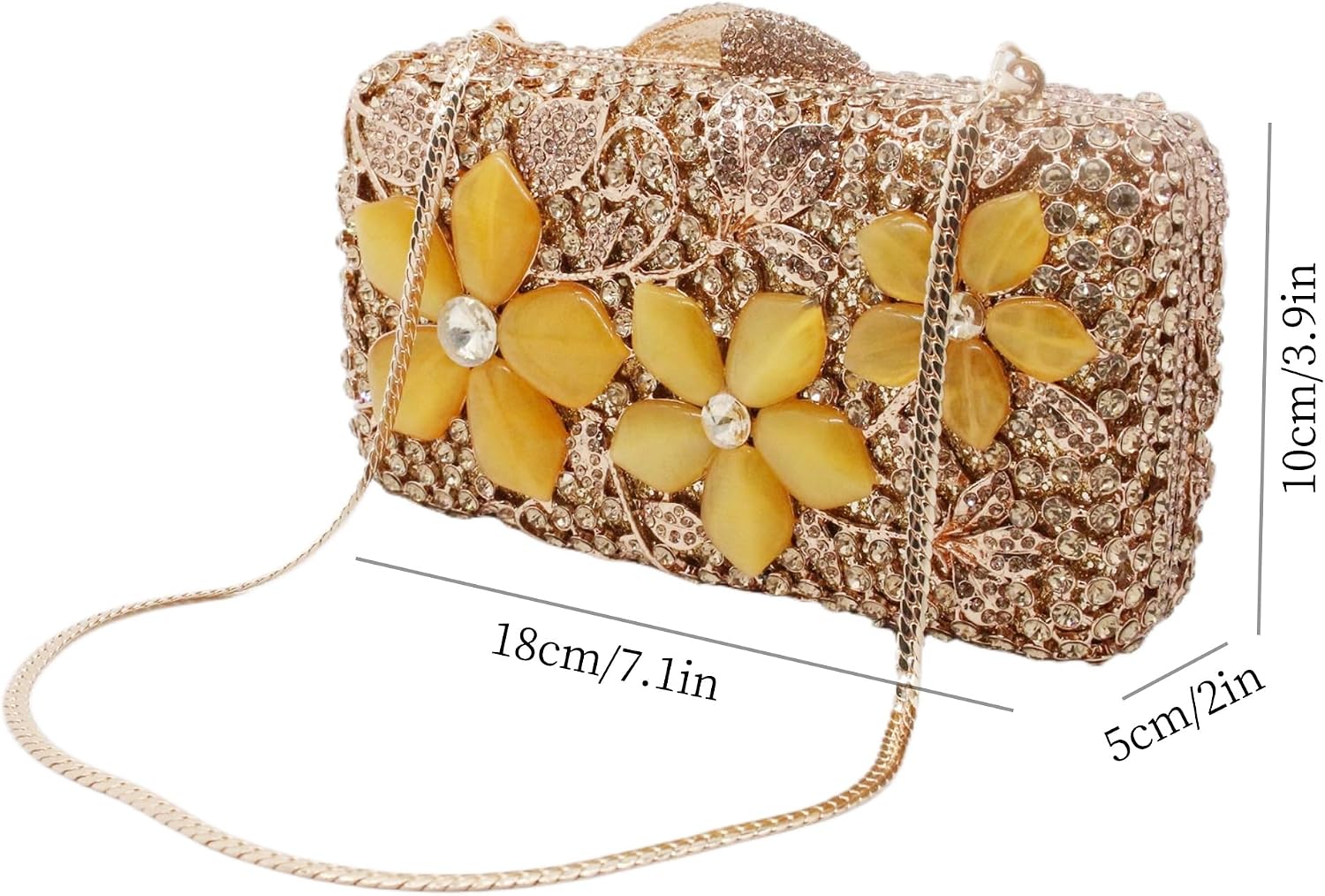 Dazzling Flower Evening Bags for Women Luxury Crystal Clutch Wedding Purse Formal Diamond Handbag for Party Prom