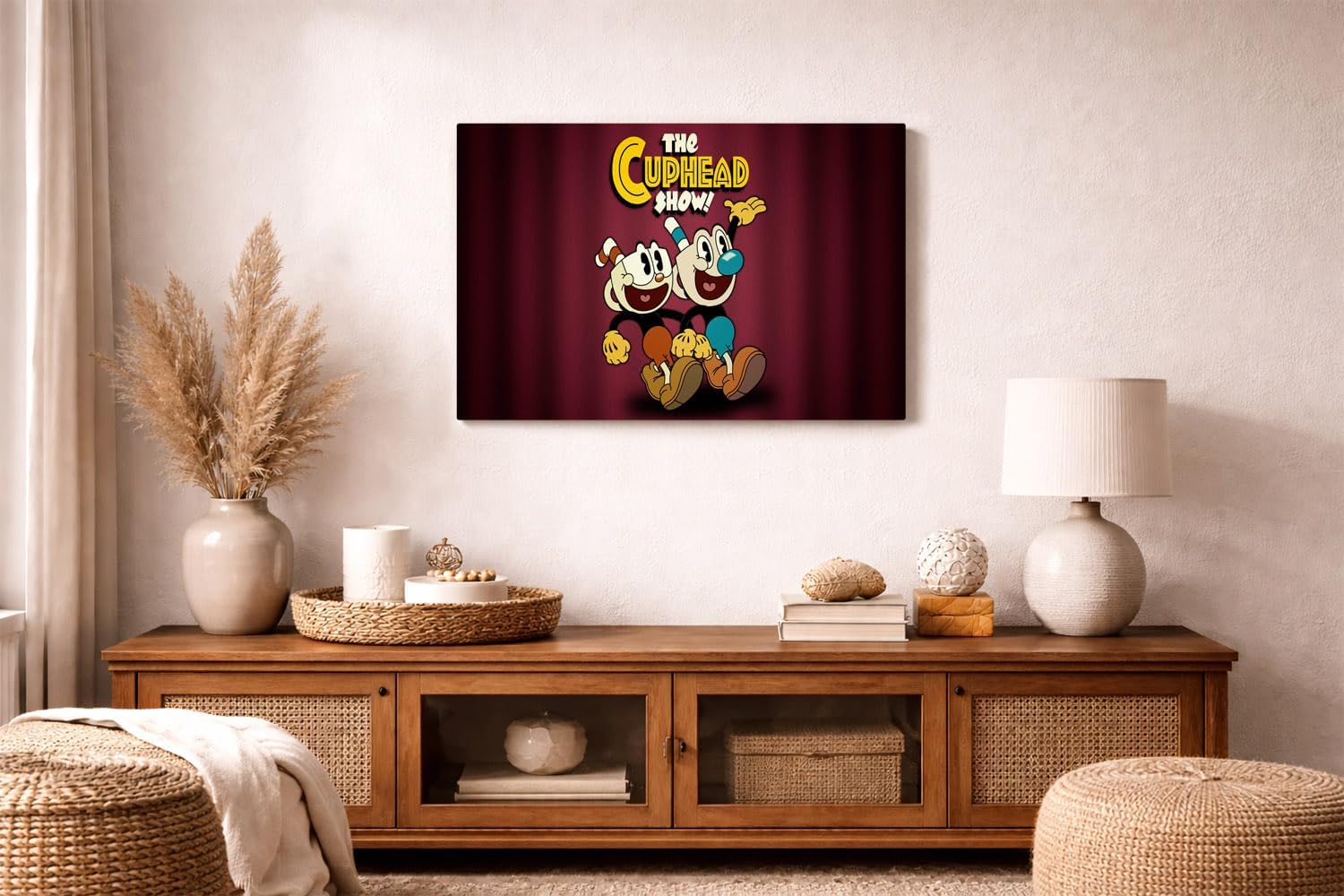 DesignSkinz Wall Art | Matte Printed Sunboard | Home Decor for Living Room, Bedroom, Office, Study, Shelf (22x14 inch) - Cuphead Show
