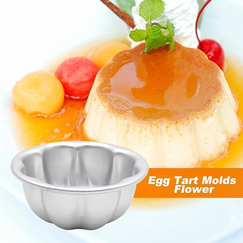 Miniatura 3 de 6 moldes de tarta de huevo de aleación de aluminio, tartaletas para hornear, forma de flor, antiadherentes, moldes para tartas de huevo, 3.5 x 1.6