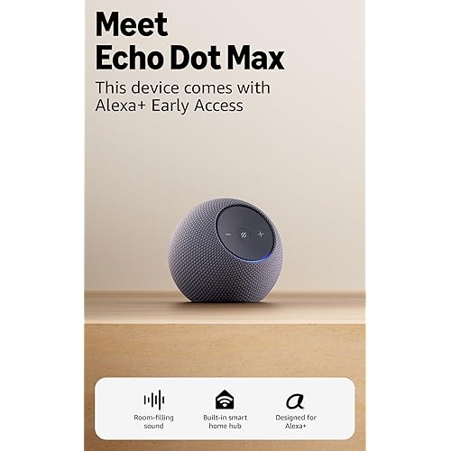 Amazon Echo Dot Max (newest model), Alexa speaker with room-filling sound and built-in smart home hub, designed for Alexa+, Graphite