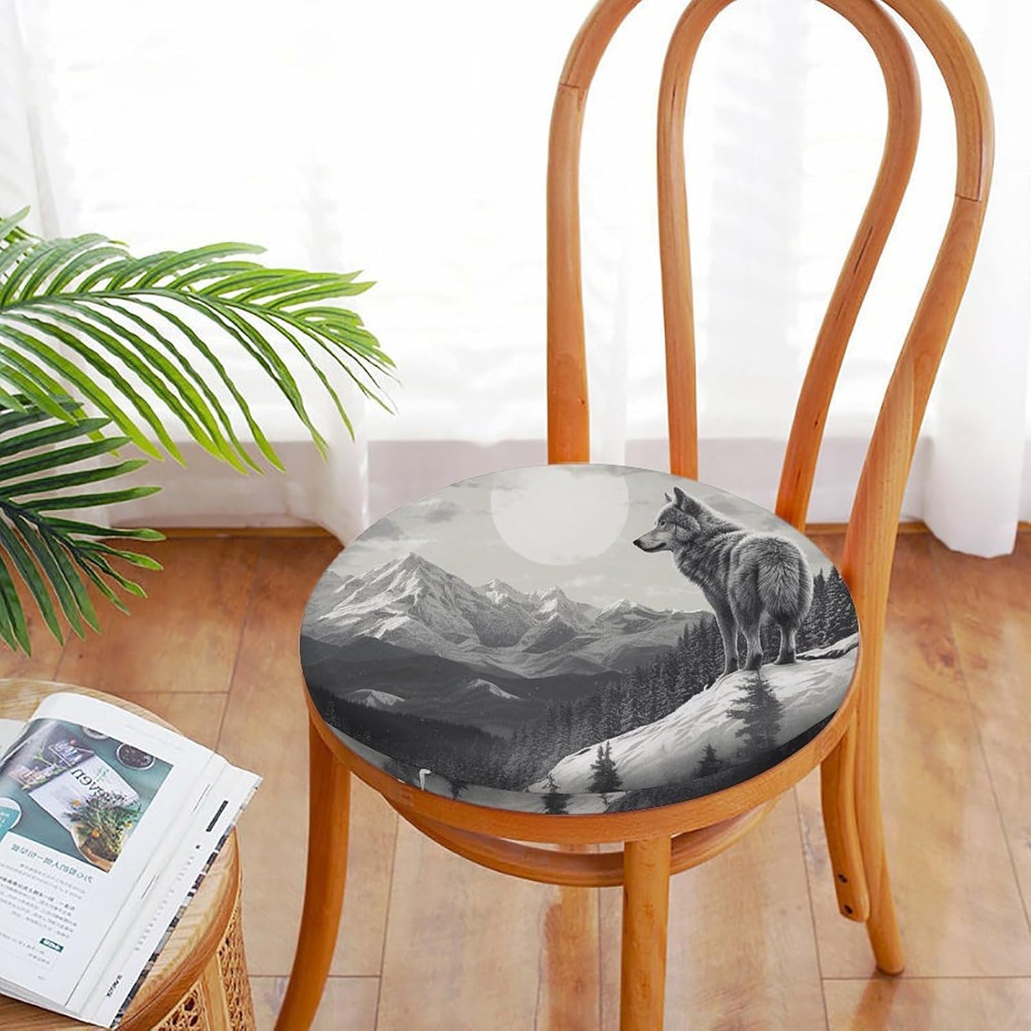 Snow Mountain Lone Wolf Chair Cushions Floor Pillow Chair Pad