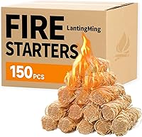 LantingMing 150 Pack Waterproof Natural Fire Starters for Fireplace, BBQ, Campfire, Pizza Oven - Quick Light Charcoal Starters