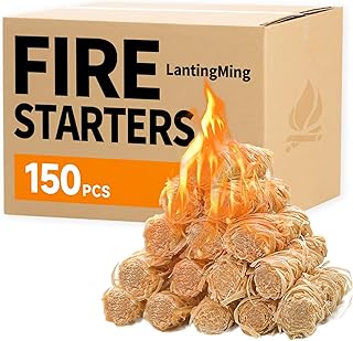 150 PCS Fire Starter for Fireplace, Waterproof - Natural Fire Starters, for BBQ, Pizza Oven, Fire-Pit, Campfires, Camping Charcoal Starter, Quick Light Wood Charcoal Firestarter